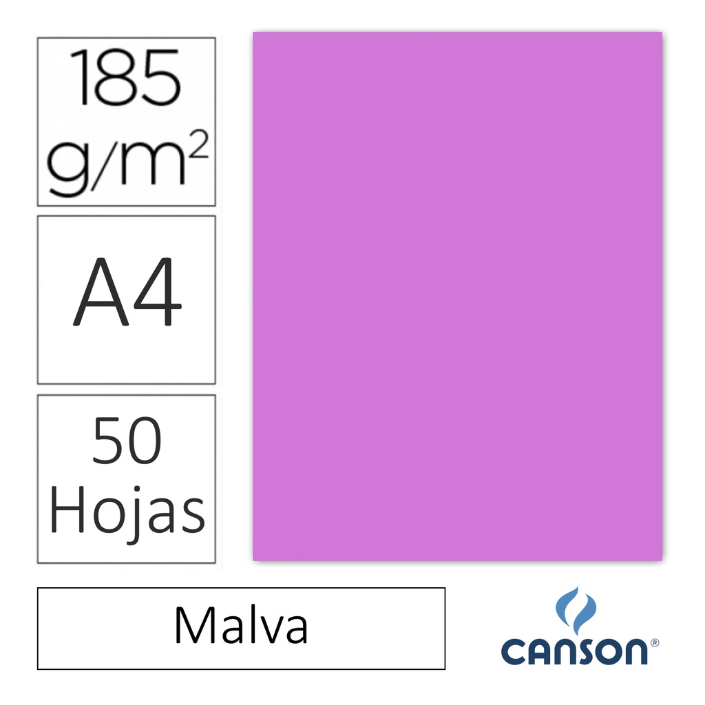 CARTULINA CANSON IRIS A4 185 GRAMOS – MALVA (PACK 50 HOJAS)