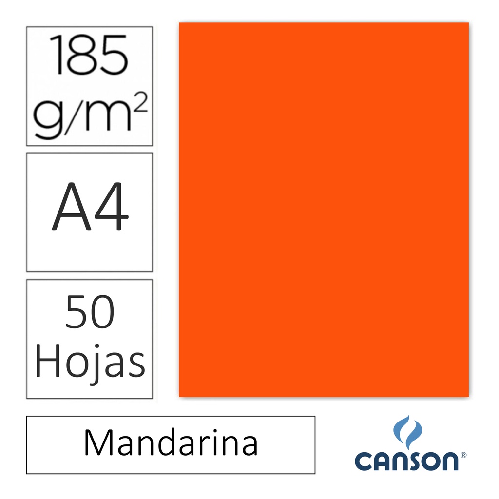 CARTULINA CANSON IRIS A4 185 GRAMOS – MANDARINA (PACK 50 HOJAS)