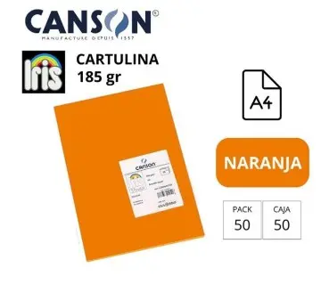 CARTULINA CANSON IRIS A4 185 GRAMOS NARANJA