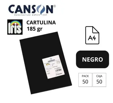 CARTULINA CANSON IRIS A4 185 GRAMOS NEGRO 