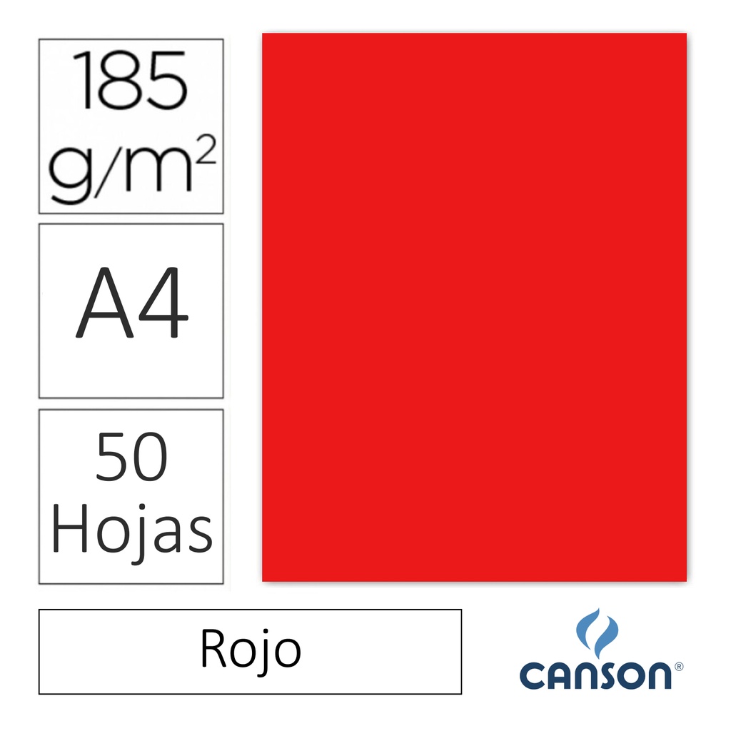 CARTULINA CANSON IRIS A4 185 GRAMOS – ROJO (PACK 50 HOJAS)