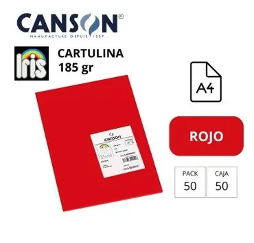 CARTULINA CANSON IRIS A4 185 GRAMOS ROJO 