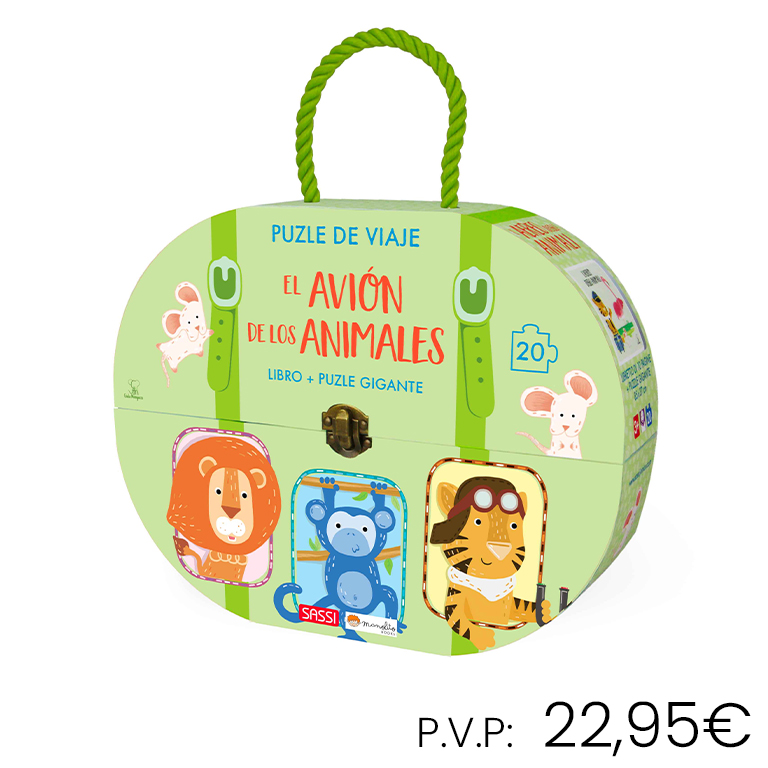LIBRO+PUZZLE MANOLITO EL AVIÓN DE LOS ANIMALES – PUZLE DE VIAJE CON LIBRO ILUSTRADO
