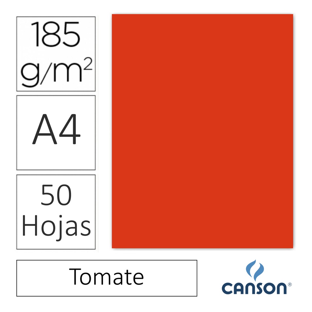 CARTULINA CANSON IRIS A4 185 GRAMOS – TOMATE (PACK 50 HOJAS)