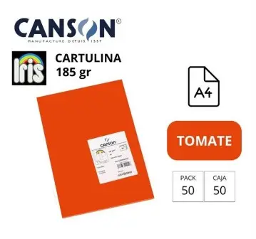 CARTULINA CANSON IRIS A4 185 GRAMOS TOMATE