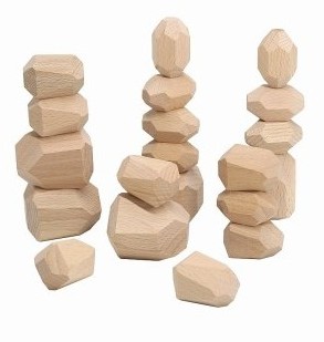 ROCAS DE MADERA NATURAL APILABLES 20 PIEZAS