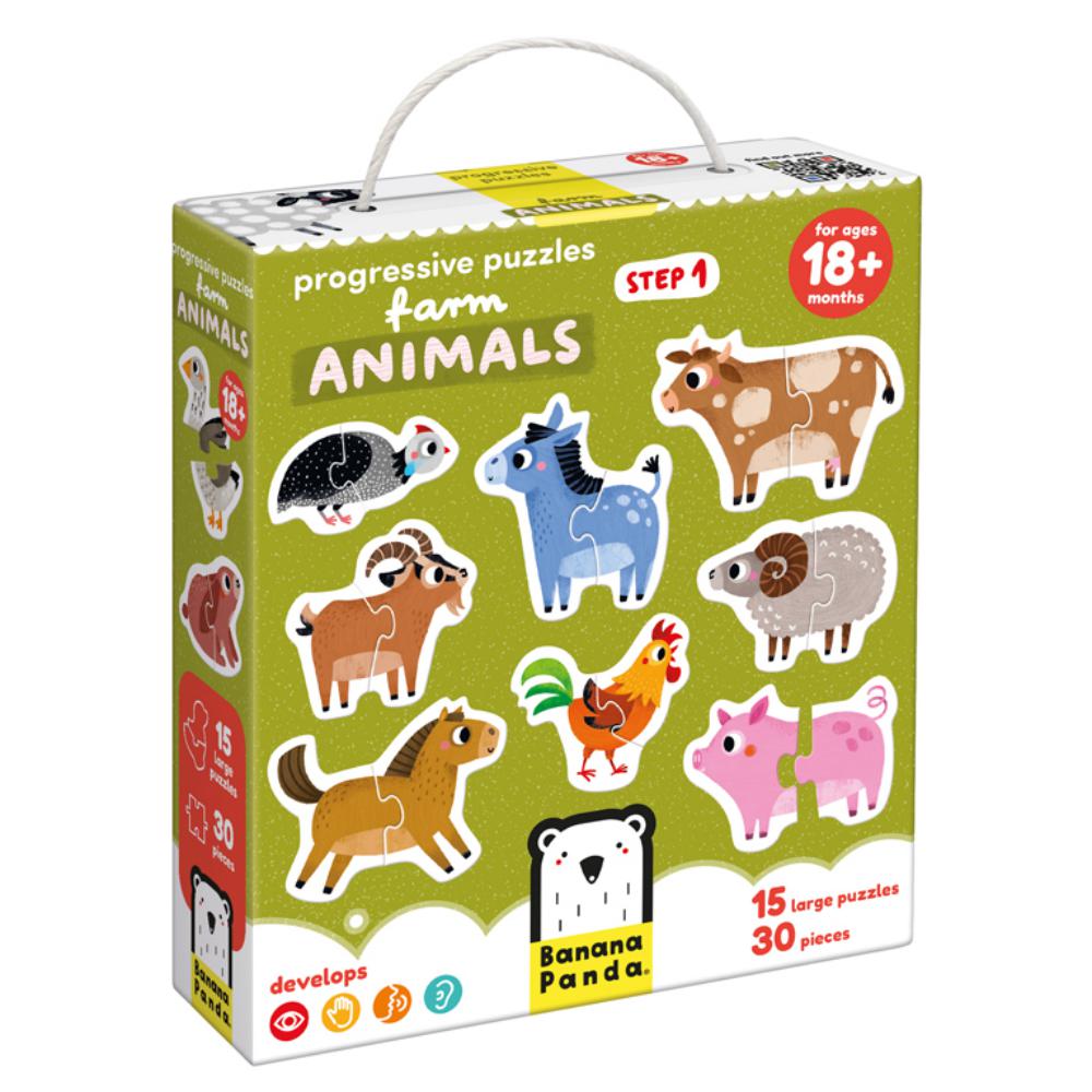 PUZZLE BANANA 5 PUZZLES ANIMALES DE LA GRANJA