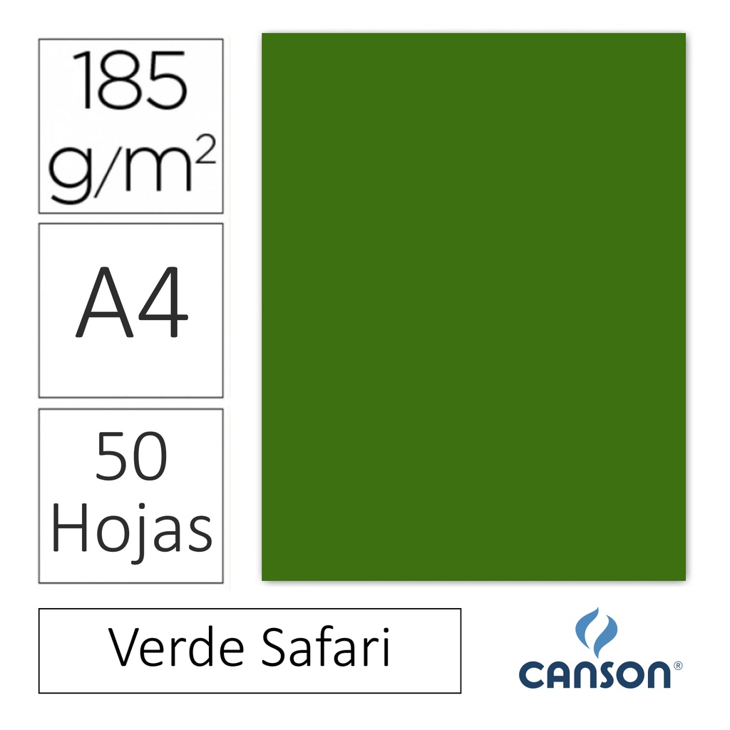 CARTULINA CANSON IRIS A4 185 GRAMOS – VERDE SAFARI (PACK 50 HOJAS)