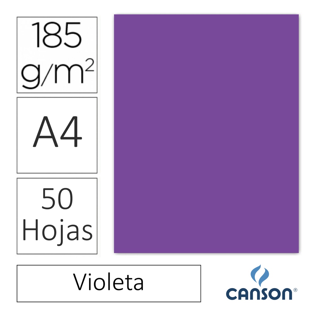 CARTULINA CANSON IRIS A4 185 GRAMOS – VIOLETA (PACK 50 HOJAS)