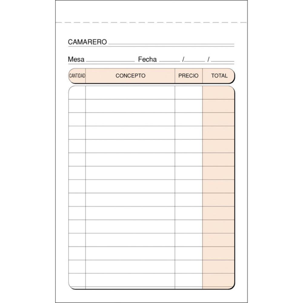 TALONARIO CAMAREROS DE BOLSILLO LOAN DUPLICADO AUTOCOPIANTE