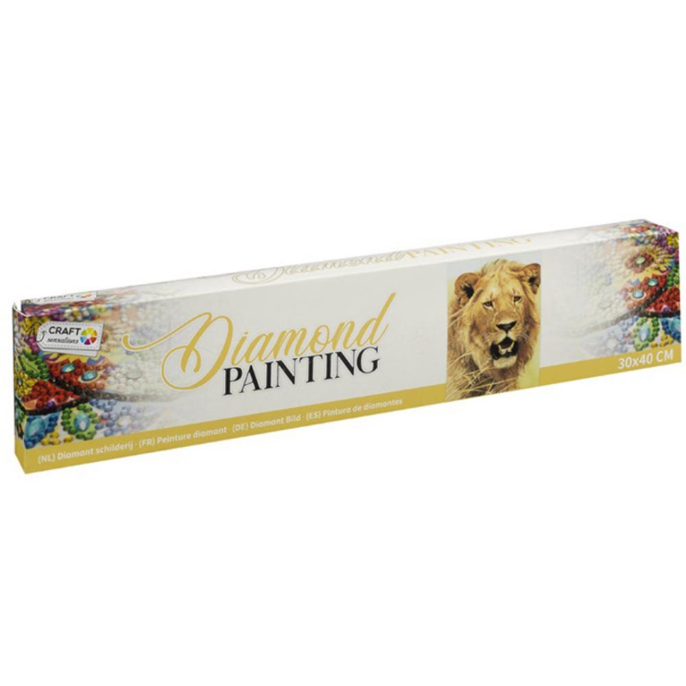 RMS DIAMOND PAINTING LEÓN – KIT COMPLETO 30X40 CM CON LÁPIZ, ACCESORIOS Y EXTRA DE DIAMANTES – ADULTOS Y PRINCIPIANTES