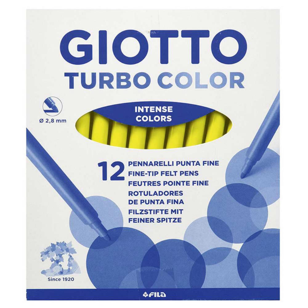 ROTULADOR GIOTTO TURBO COLOR – 12 UDS UNICOLOR AMARILLO– PUNTA BLOQUEADA – LAVABLE
