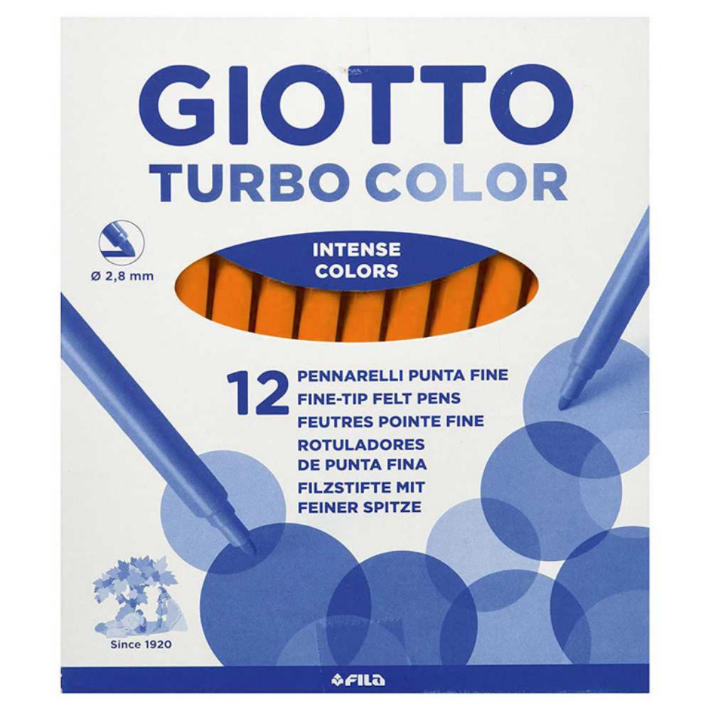ROTULADOR GIOTTO TURBO COLOR – 12 UDS UNICOLOR NARANJA– PUNTA BLOQUEADA – LAVABLE