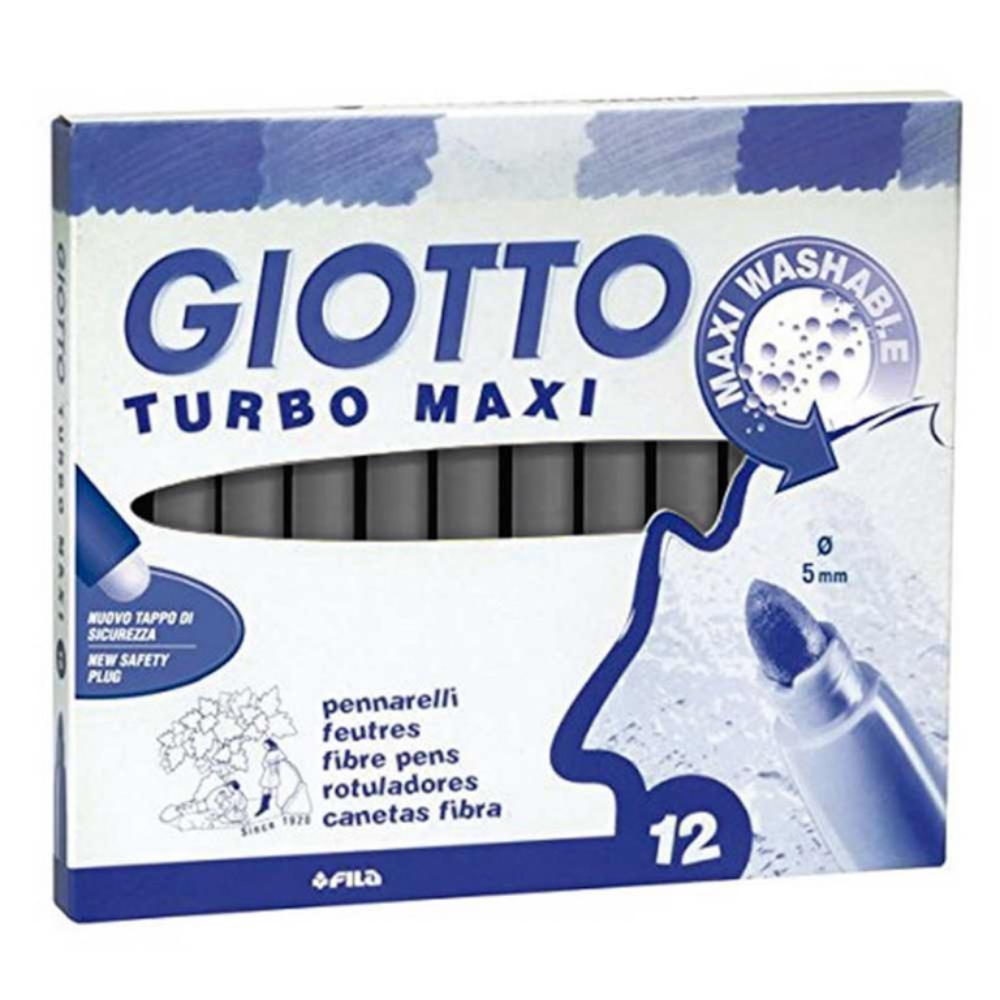 ROTULADOR GIOTTO TURBO MAXI – 12 UDS UNICOLOR GRIS – TINTA LAVABLE – PUNTA 5 MM BLOQUEADA