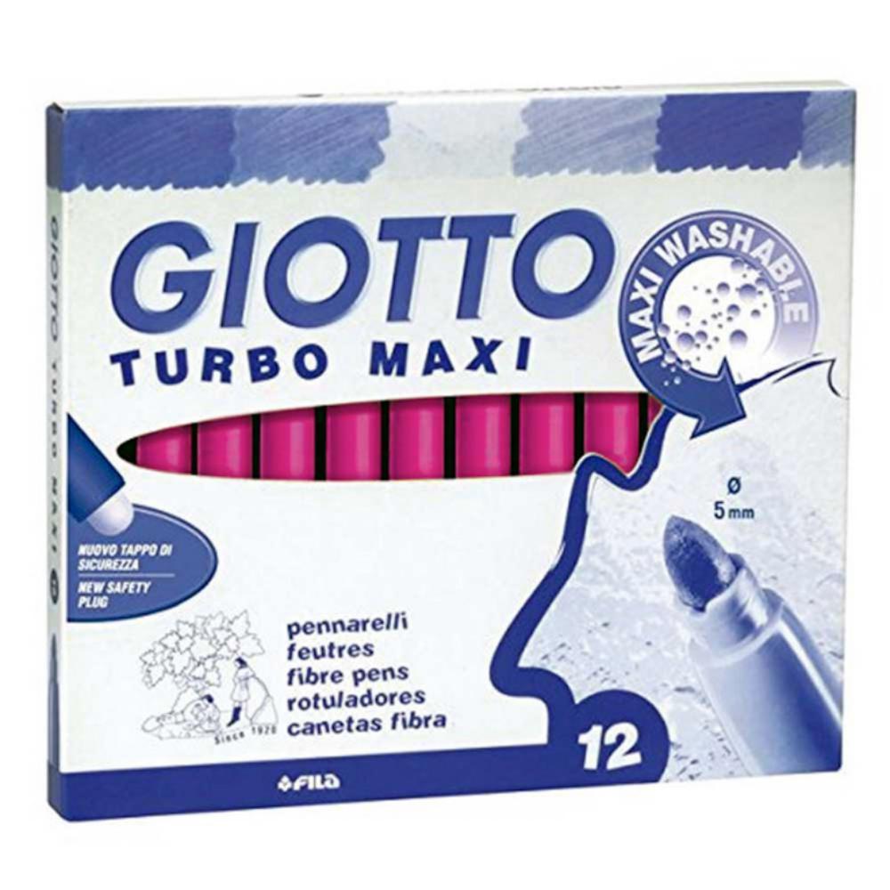 ROTULADOR GIOTTO TURBO MAXI – 12 UDS UNICOLOR MAGENTA – TINTA LAVABLE – PUNTA 5 MM BLOQUEADA