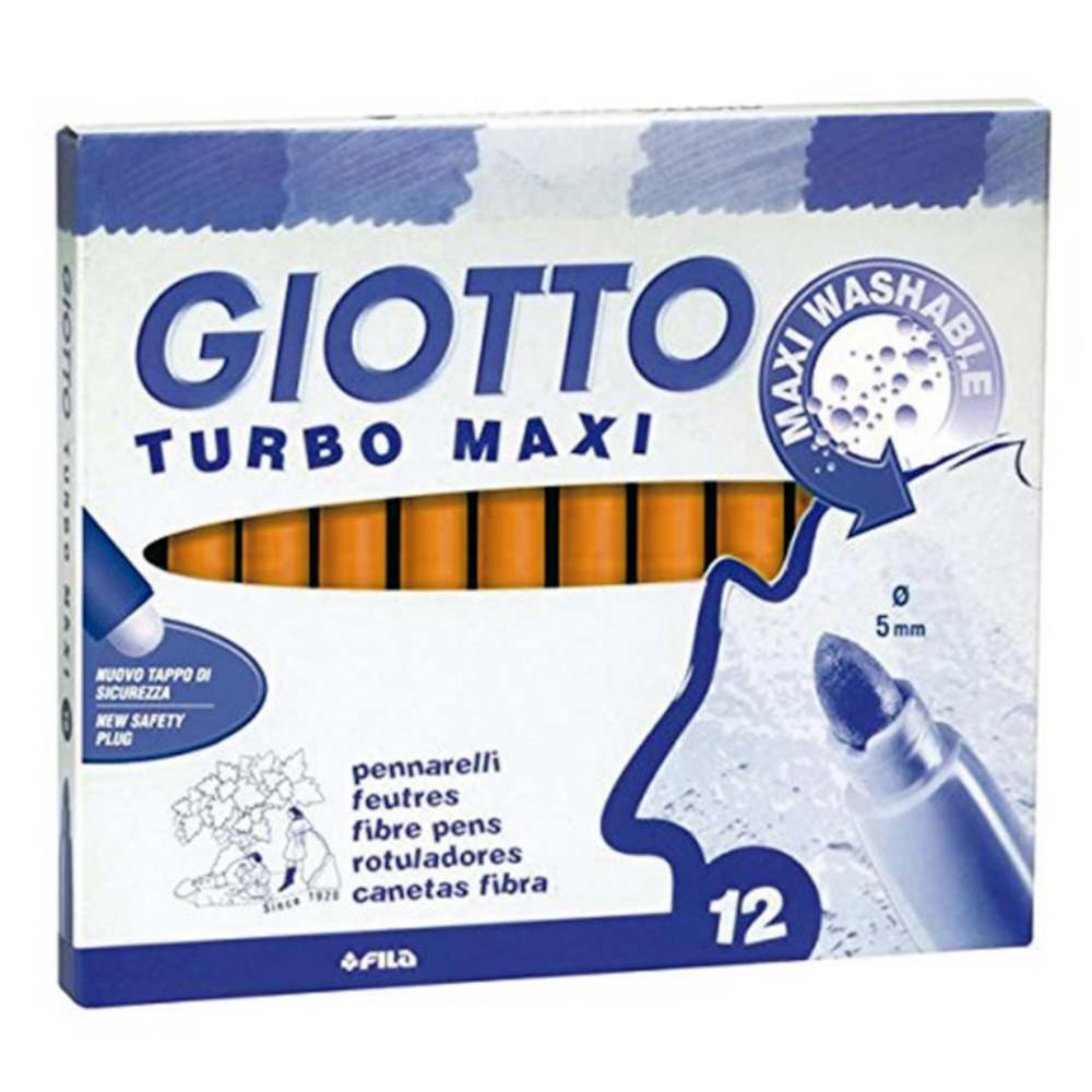 ROTULADOR GIOTTO TURBO MAXI – 12 UDS UNICOLOR NARANJA– TINTA LAVABLE – PUNTA 5 MM BLOQUEADA