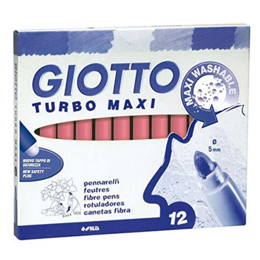 ROTULADOR GIOTTO TURBO MAXI – 12 UDS UNICOLOR ROSA– TINTA LAVABLE – PUNTA 5 MM BLOQUEADA