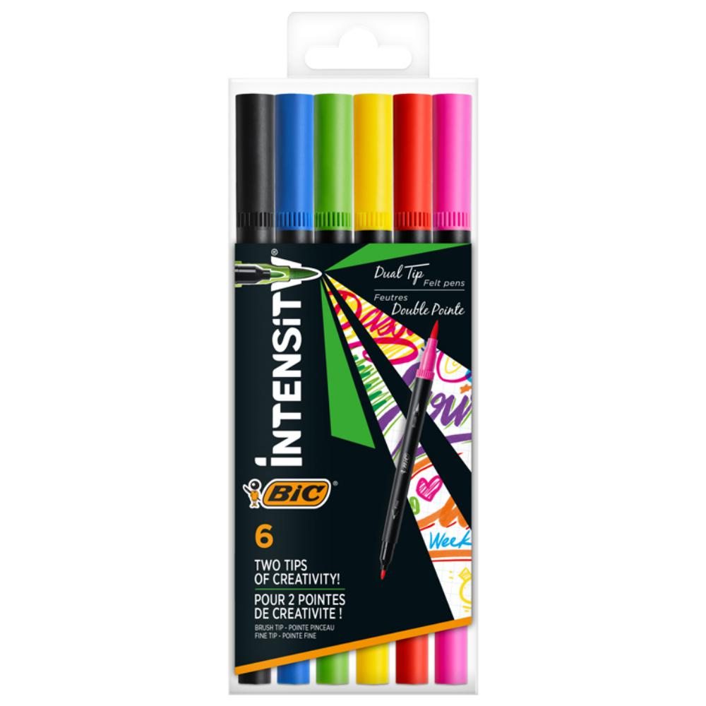 ROTULADORES BIC INTENSITY DUAL TIP – PACK DE 6 COLORES SURTIDOS