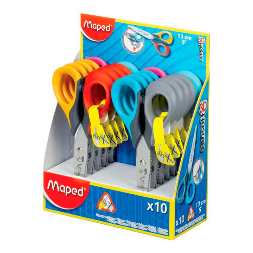 TIJERAS SENSOFT MAPED 13 CM ZURDOS – COLORES SURTIDOS