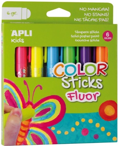 TEMPERA SOLIDA APLI FLUOR 6 GRAMOS 6 UNIDADES