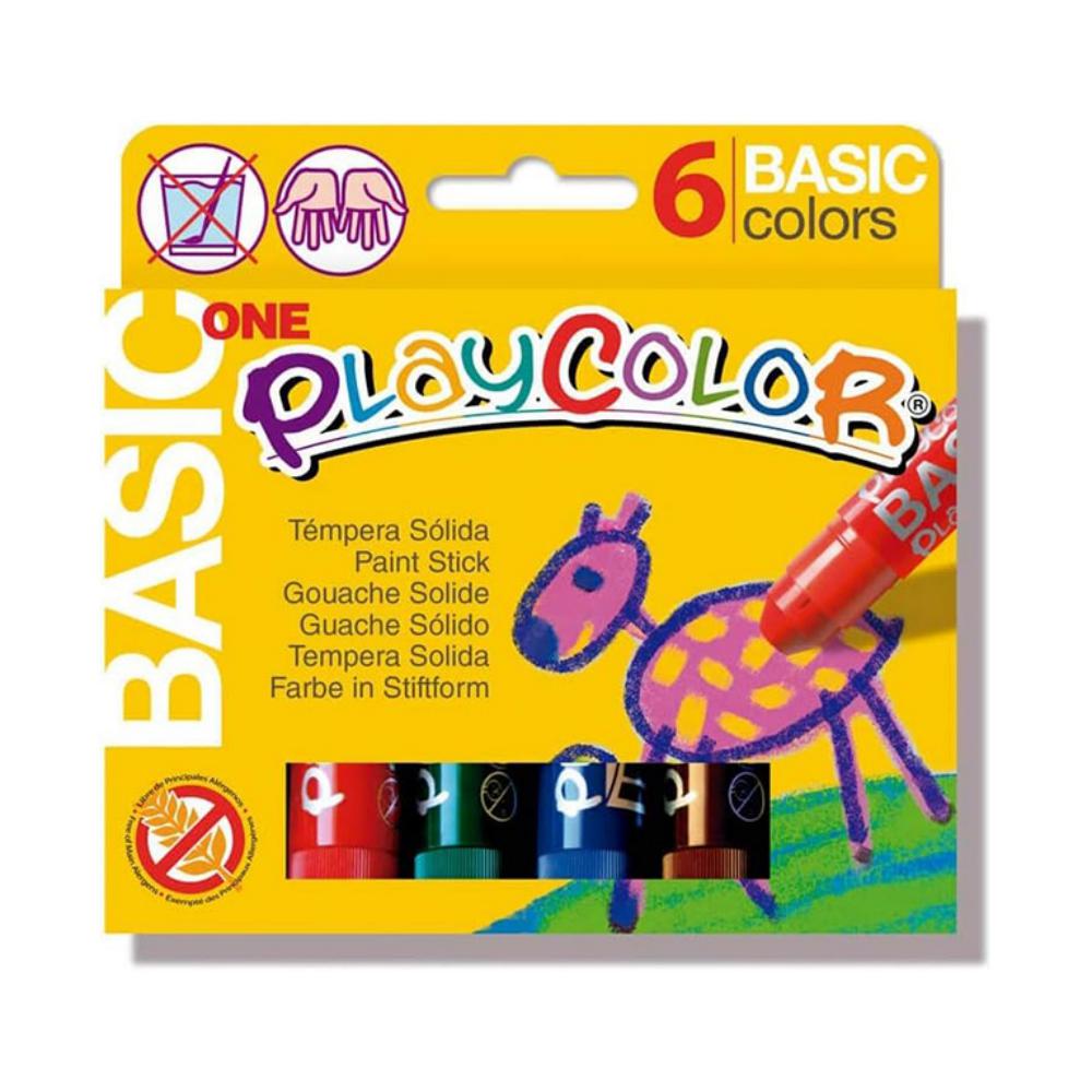 TÉMPERA SÓLIDA EN BARRA PLAYCOLOR ESCOLAR – CAJA 6 COLORES SURTIDOS