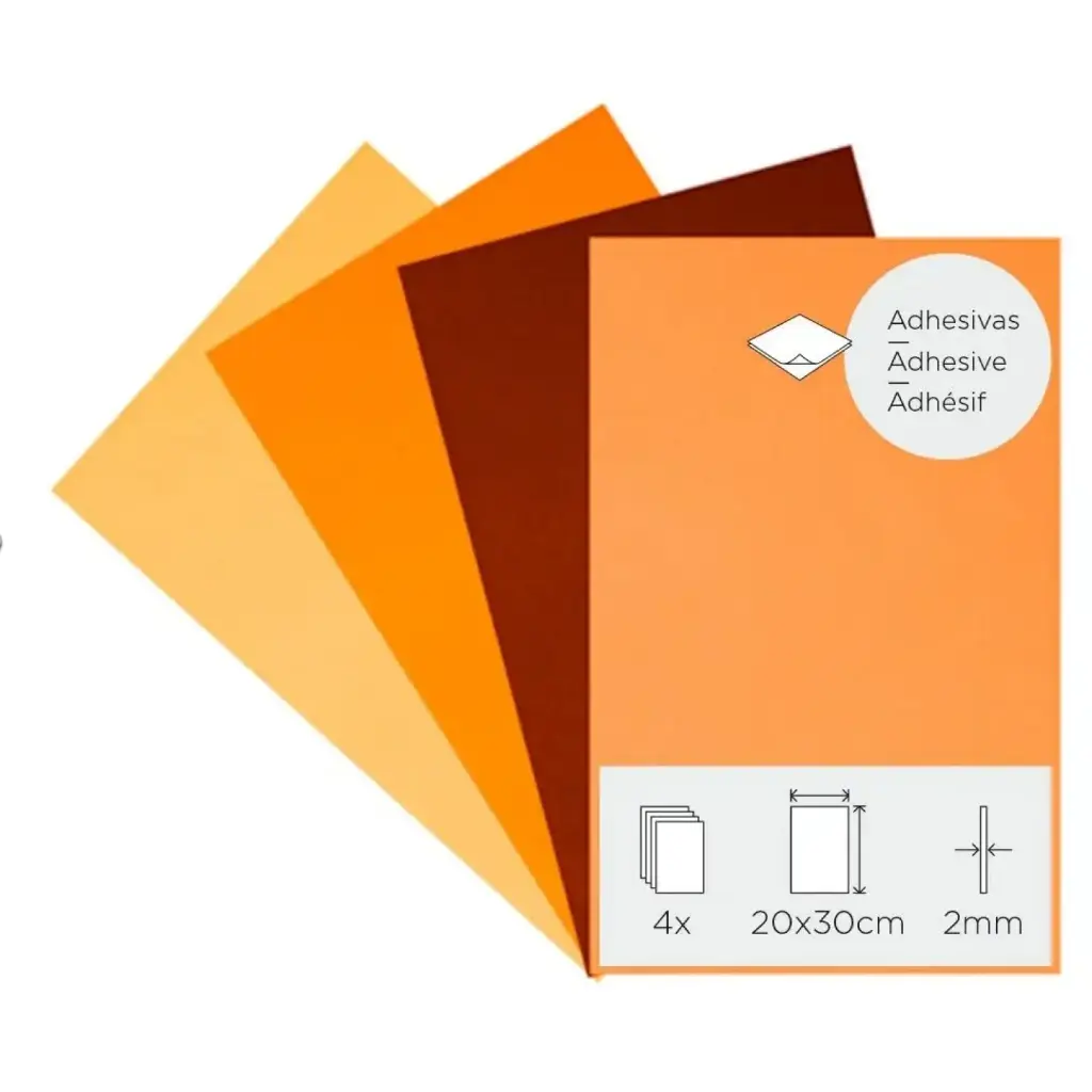 LÁMINAS GOMA EVA OTOÑO ADHESIVAS 20×30CM 2MM PACK DE 4