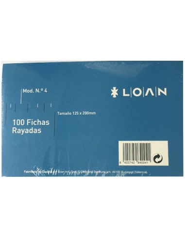 FICHAS RAYADAS LOAN 125X200 MM Nº4 100 HOJAS