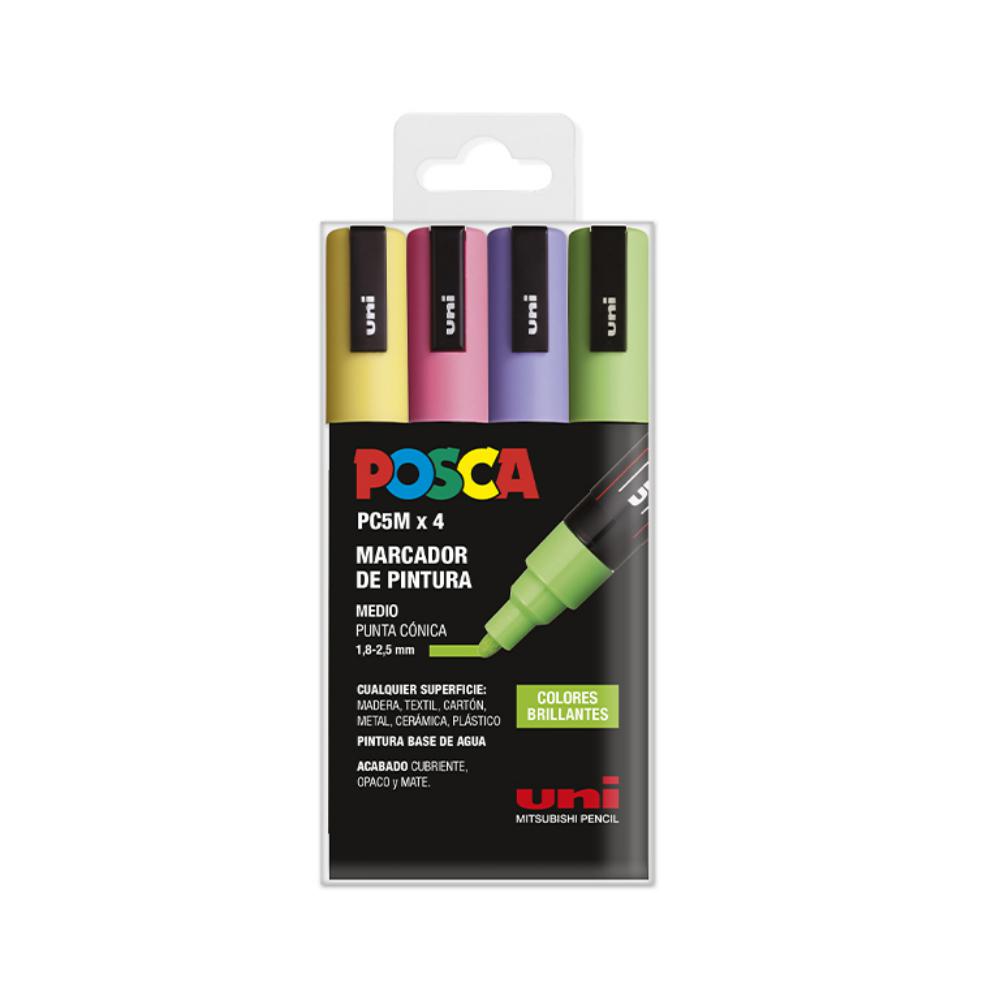 ROTULADOR POSCA PC-5M/4C ESTUCHE 4 COLORES BRILLANTES SURTIDOS