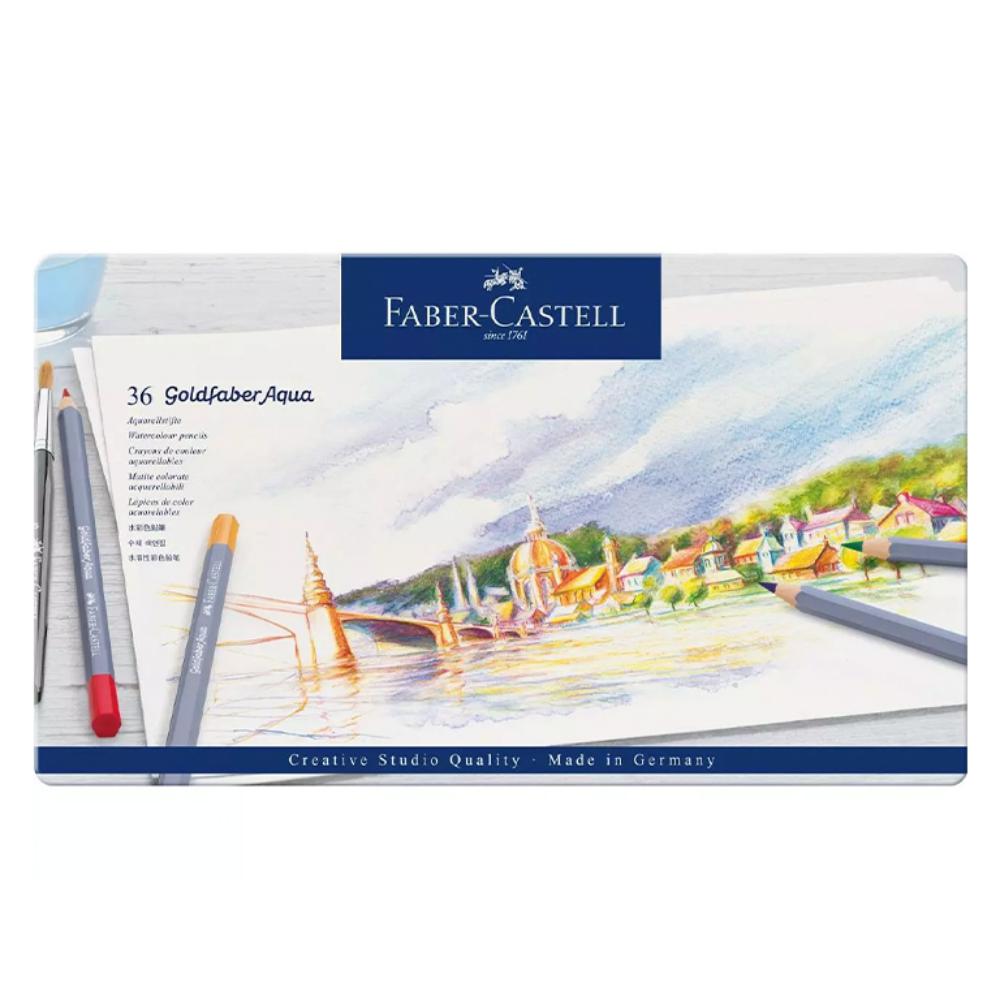 ESTUCHE METÁLICO FABER-CASTELL GOLDFABER AQUA – 36 ECOLÁPICES ACUARELABLES