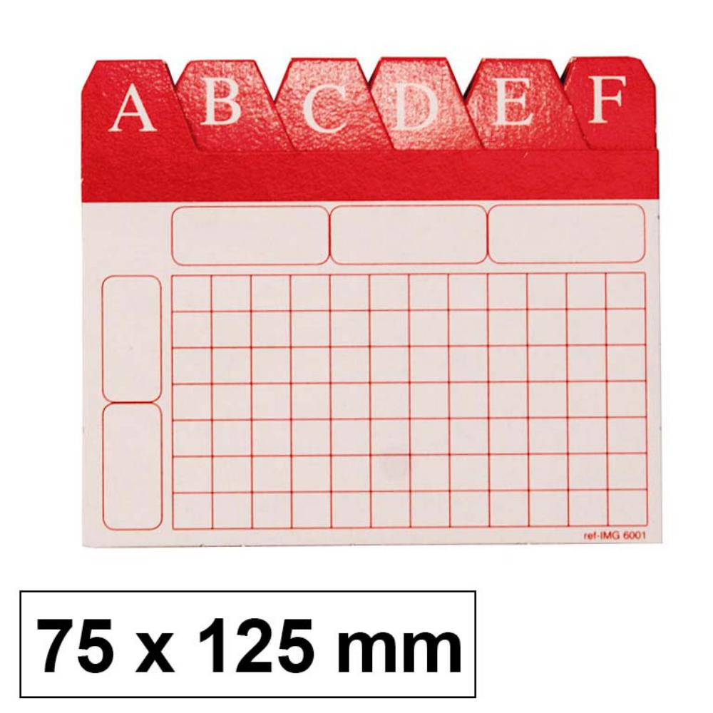 ÍNDICE ALFABÉTICO PARA FICHEROS 75x125MM Nº 2