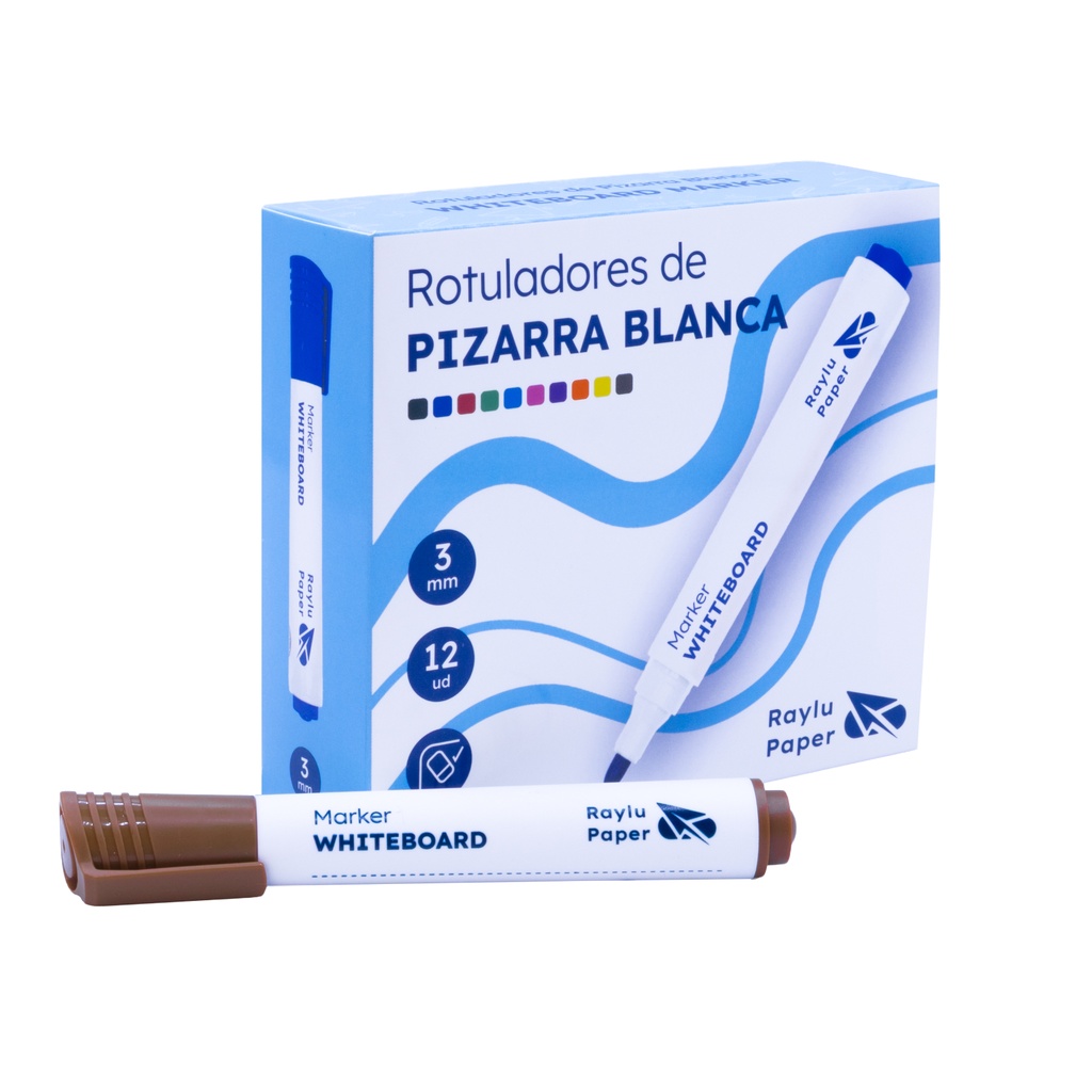 ROTULADOR DE PIZARRA BLANCA RAYLU FLOW – 2 MM – MARRON – CAJA 12 UDS