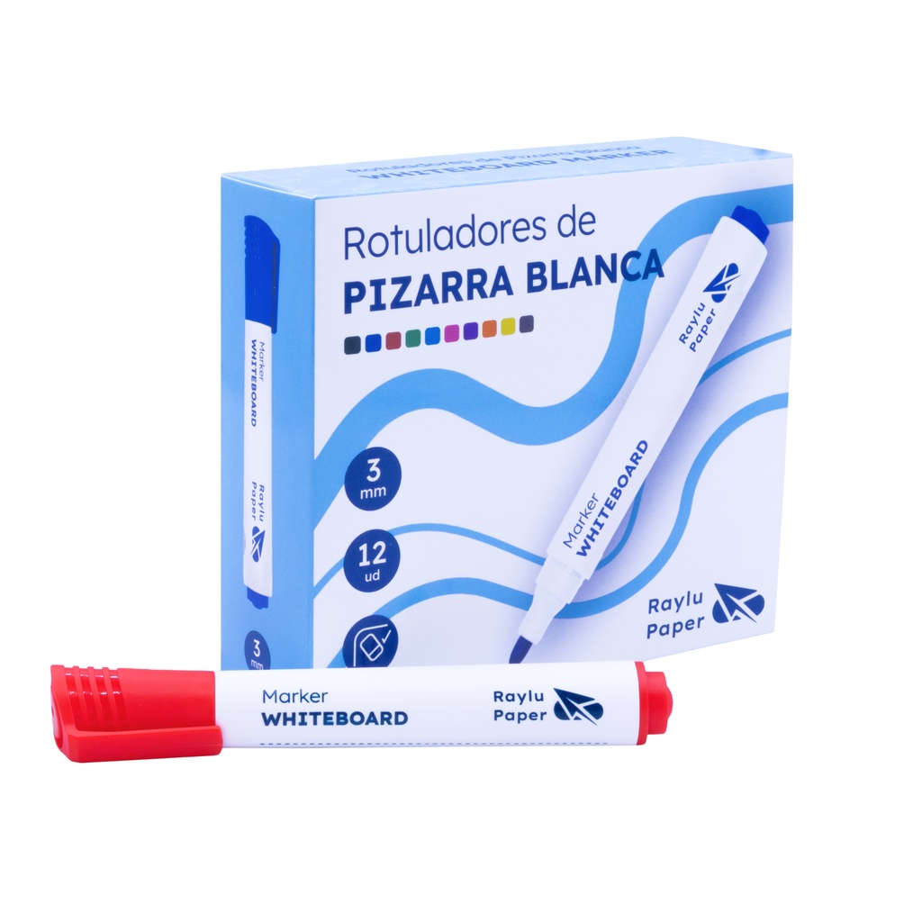 ROTULADOR DE PIZARRA BLANCA RAYLU FLOW – 2 MM – ROJO – CAJA 12 UDS
