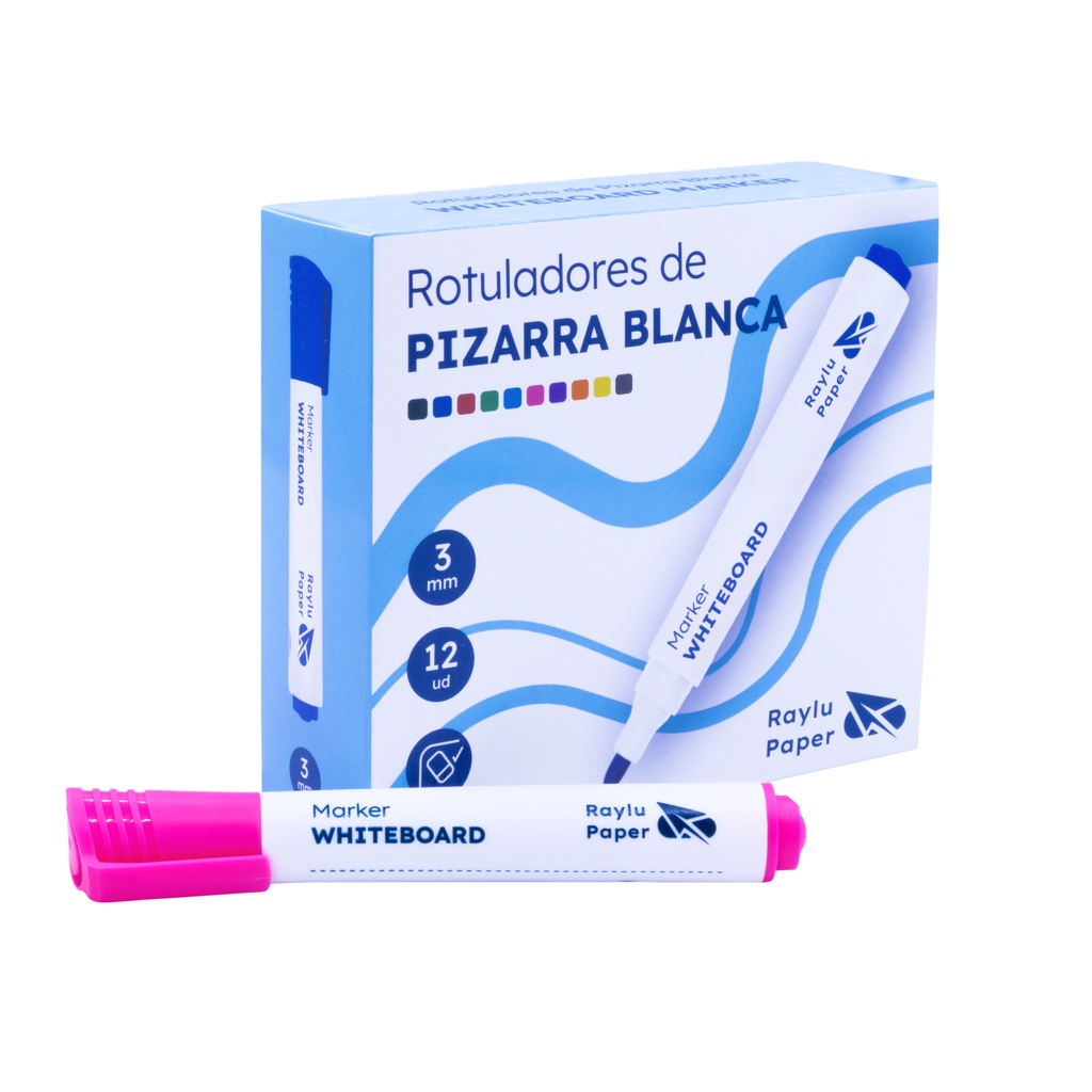 ROTULADOR DE PIZARRA BLANCA RAYLU FLOW – 2 MM – ROSA – CAJA 12 UDS