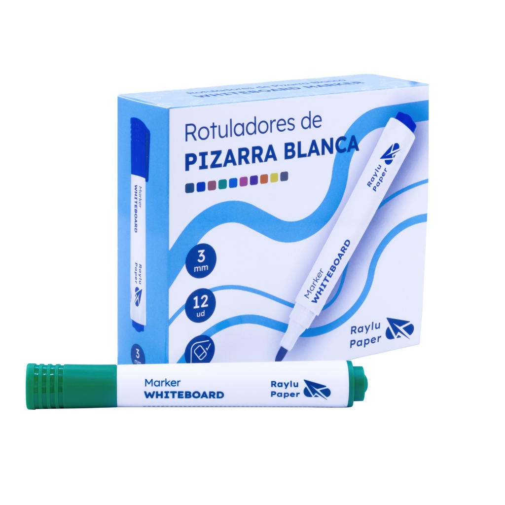 ROTULADOR DE PIZARRA BLANCA RAYLU FLOW – 2 MM – VERDE – CAJA 12 UDS