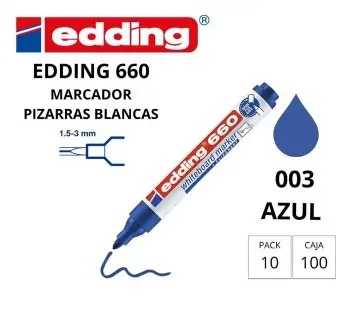ROTULADOR EDDING MARCADOR PIZARRA BLANCA 660 – PUNTA CÓNICA 1,5–3 MM – RECARGABLE AZUL