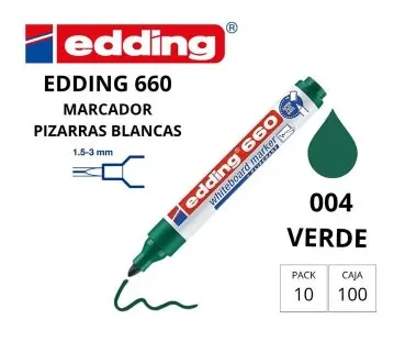 ROTULADOR EDDING MARCADOR PIZARRA BLANCA 660 – PUNTA CÓNICA 1,5–3 MM – RECARGABLE VERDE