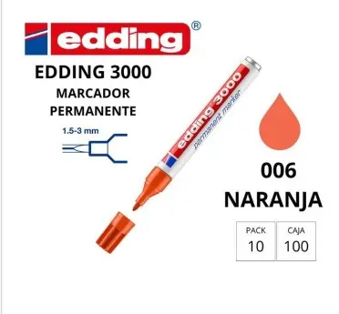 ROTULADOR EDDING  MARCADORES PERMANENTES 3000 – PUNTA CÓNICA 1,5–3 MM – NARANJA