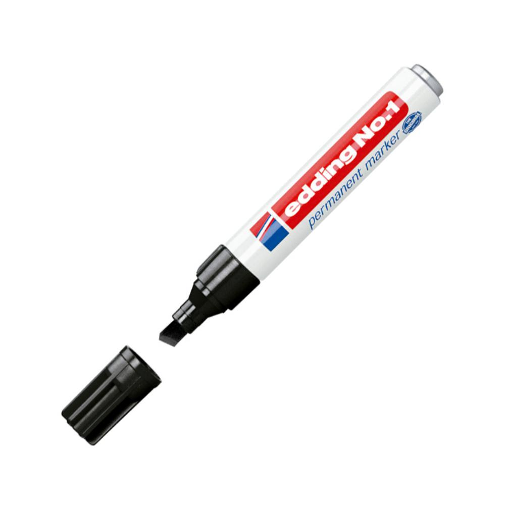 ROTULADOR EDDING MARCADOR PERMANENTE 1 – PUNTA BISELADA 2–7 MM – RECARGABLE NEGRO