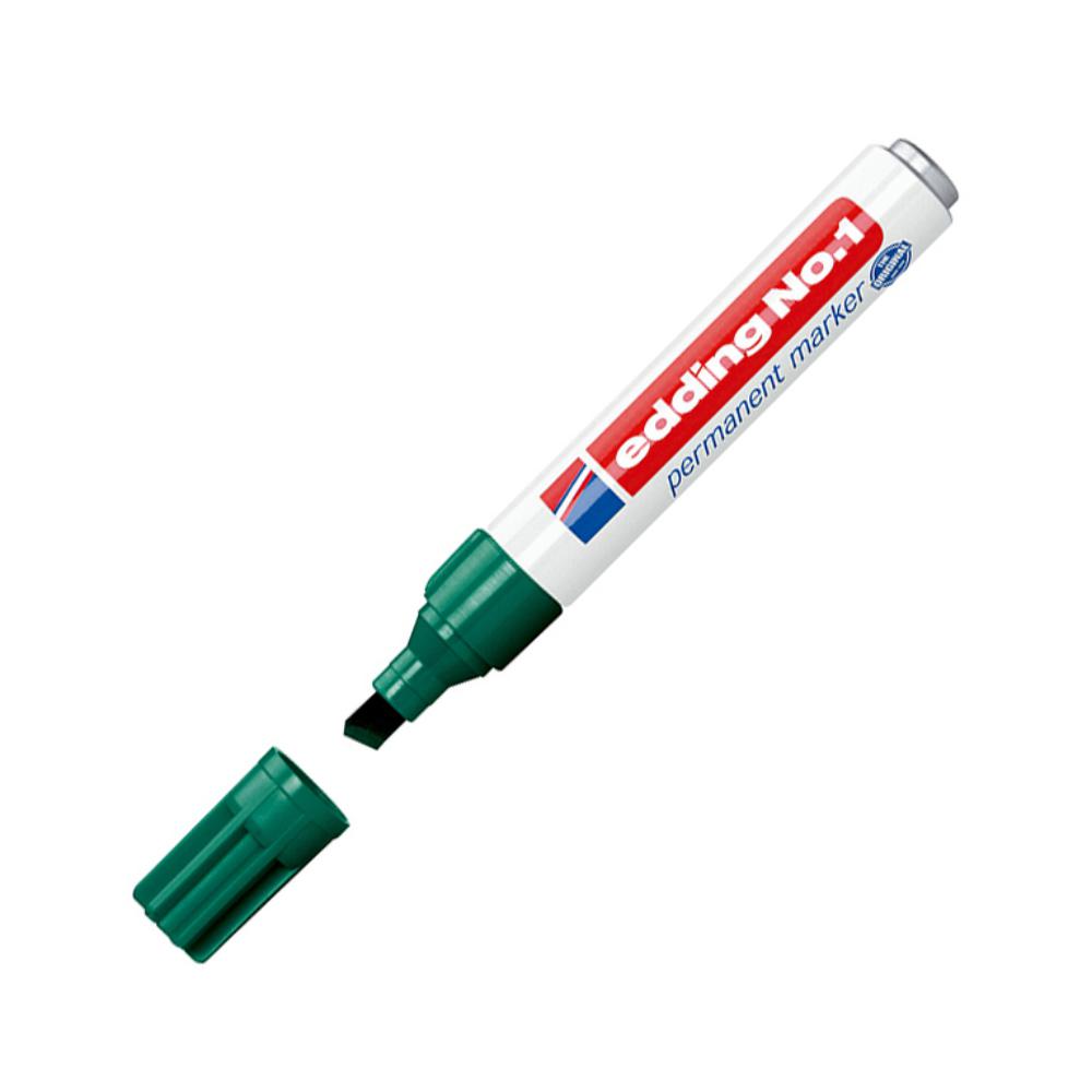 ROTULADOR EDDING MARCADOR PERMANENTE 1 – PUNTA BISELADA 2–7 MM – RECARGABLE VERDE