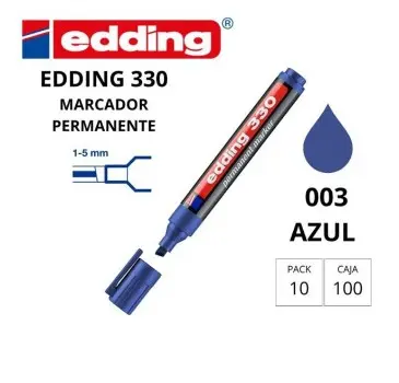 ROTULADOR EDDING MARCADOR PERMANENTE 330 – PUNTA BISELADA 1–5 MM – RECARGABLE AZUL