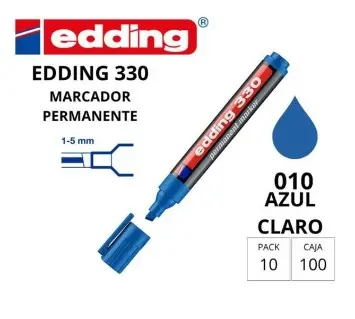 ROTULADOR EDDING MARCADOR PERMANENTE 330 – PUNTA BISELADA 1–5 MM – RECARGABLE AZUL CIELO