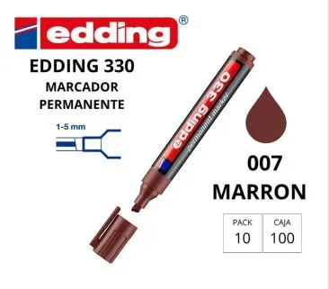 ROTULADOR EDDING MARCADOR PERMANENTE 330 – PUNTA BISELADA 1–5 MM – RECARGABLE MARRON