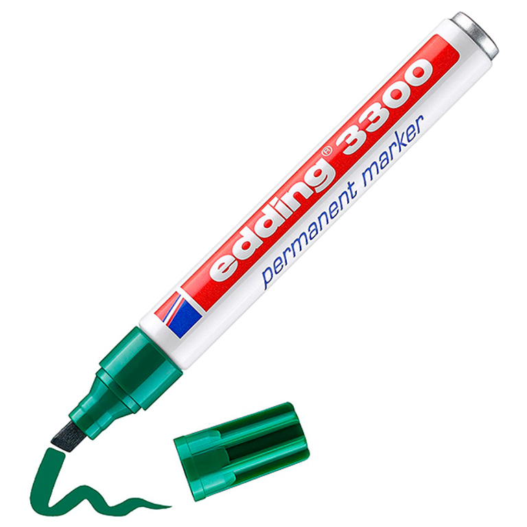 ROTULADOR EDDING MARCADOR PERMANENTE 3300 – PUNTA BISELADA 1–5 MM – RECARGABLE VERDE