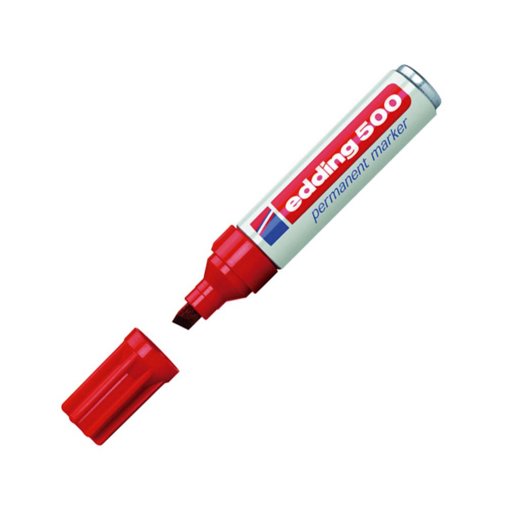 ROTULADOR EDDING MARCADOR PERMANENTE 500 – PUNTA BISELADA 7 MM – RECARGABLE ROJO