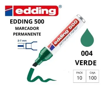 ROTULADOR EDDING MARCADOR PERMANENTE 500 – PUNTA BISELADA 7 MM – RECARGABLE VERDE