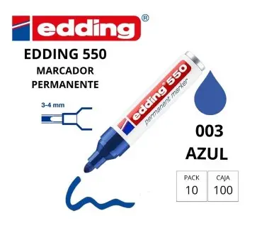 ROTULADOR EDDING MARCADOR PERMANENTE 550 – PUNTA CÓNICA 3–4 MM – RECARGABLE AZUL