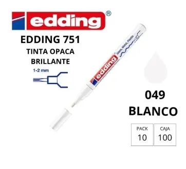 ROTULADOR EDDING MARCADOR PERMANENTE 751 – PUNTA REDONDA 1–2 MM – TINTA OPACA EFECTO LACADO – BLANCO