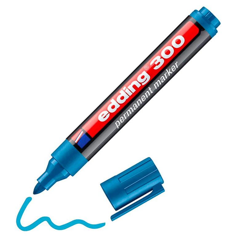 ROTULADOR EDDING PERMANENTE 300 – PUNTA CÓNICA 1,5-3 MM AZUL CIELO