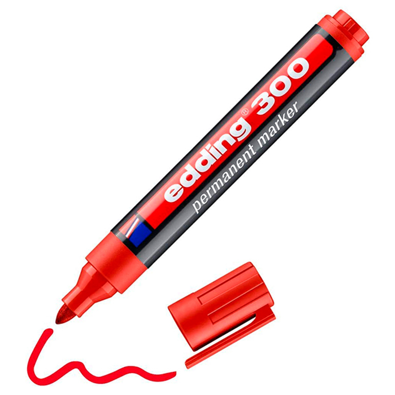 ROTULADOR EDDING PERMANENTE 300 – PUNTA CÓNICA 1,5-3 MM ROJO