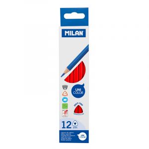 LAPICES COLORES MILAN UNICOLOR ROJO 12 UNIDADES